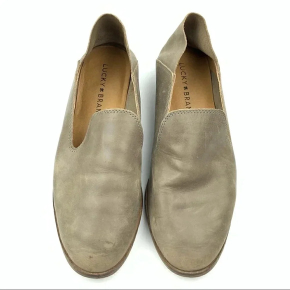 Lucky Brand womens Flats size 6.5 37 Cahill open gray Leather mule Academia - Picture 2 of 14